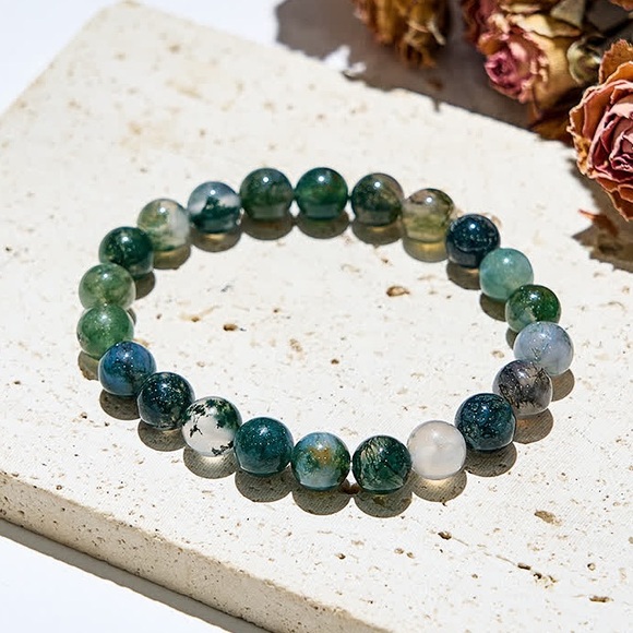 🆕New Moss Agate Quartz Gemstone Bracelet -8mm - Picture 2 of 3